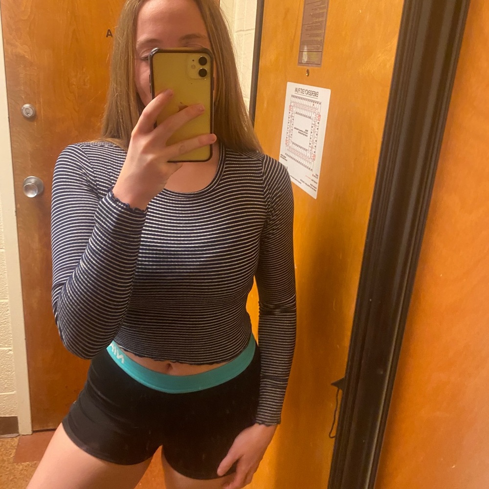 striped crop top.